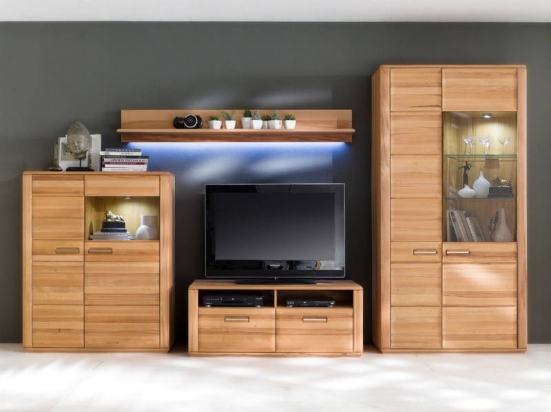 Wohnwand Kernbuche 357 cm Nr.33 Sanremo von Empinio24