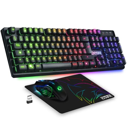 Empire Gaming -Armor RF800 Kit Wireless di Tastiera e Mouse da Gioco QWERTY(IT Layout) -Tastiera 2.4G RGB -Mouse Ergonomico 4800 DPI Con Tappetino per Mouse -PC PS4 PS5 Xbox One/Mac Series von EMPIRE GAMING