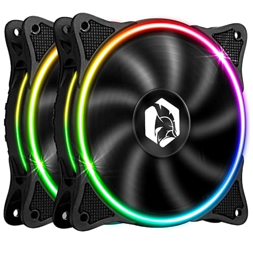 EMPIRE GAMING – PC-Gehäuselüfter Gamer 2x120MM - Hoher Luftstrom - RGB adressierbar LED PWM 3Pins 5Volt -Dual Loop - Leise - Kühlung 12CM -Schwarz von EMPIRE GAMING
