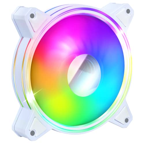EMPIRE GAMING - Gehäuselüfter für PC Gamer Mirror 1x120 mm – Hoher Luftstrom – RGB Adressierbare LED PWM 3 Pin 5 V Dual Loop – Leise Kühlung – Weiß von EMPIRE GAMING