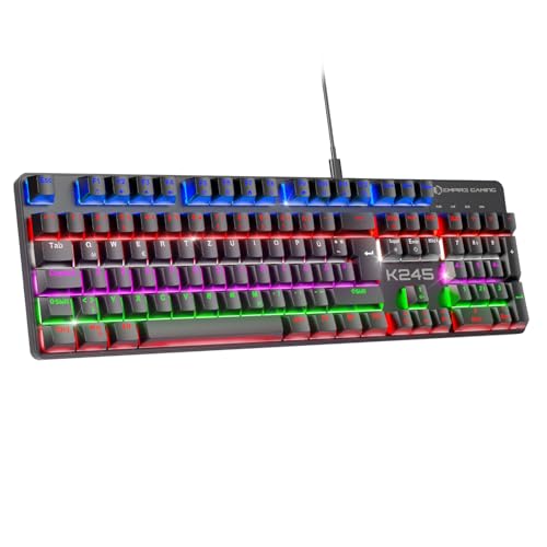 EMPIRE GAMING - Neu 2024 - K245 Kabelgebundene Wired Mechanische Gaming-Tastatur Schalter MX Rot (DE- QWERTZ) - Typ C - für PC/PS4/PS5/Xbox - RGB 24 Effekte - 105 Tasten - N-Key Rollover (NKRO) von EMPIRE GAMING