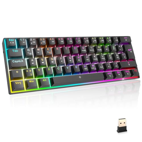 EMPIRE GAMING - Neu 2024 - K246 Kabellose Gaming-Tastatur Kompakte TKL 65% WiFi Wireless Typ-C – Mechanische MX-Red Switches(DE-QWERTZ) - für PC/PS4/PS5/Xbox - RGB 22 Effekte - 62 Tasten von EMPIRE GAMING