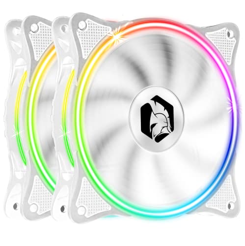 EMPIRE GAMING – PC-Gehäuselüfter Gamer 2x120MM - Hoher Luftstrom - RGB adressierbar LED PWM 3Pins 5Volt -Dual Loop - Leise - Kühlung 12CM - Weiß von EMPIRE GAMING
