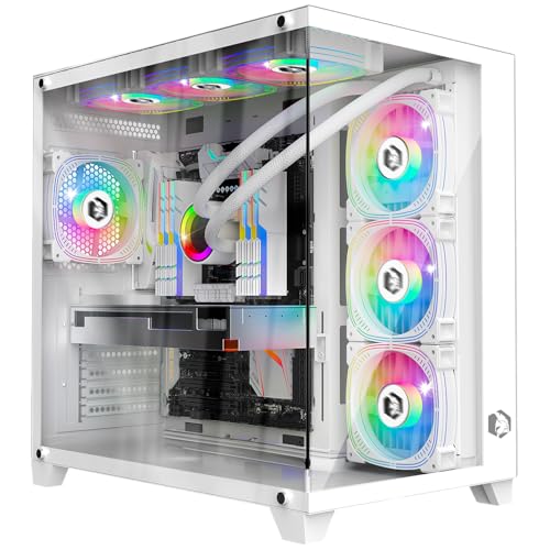 EMPIRE GAMING - (2024 Neu Gamer PC-Gehäuse CL-242 – ARGB Medium Tower ATX, Micro-ATX und ITX – 7 Lüfter 120 mm 3 Pins 5 V LED RGB Adressierbar – MB Sync – Mid Tower weiß von EMPIRE GAMING