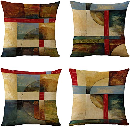 EMPO 4 Stück geometrische dekorative Kissenbezüge im Vintage-Stil, 45,7 x 45,7 cm, für Wohnzimmer, Couch und Bett (Geo) von EMPO
