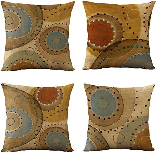 EMPO 4 Stück geometrische dekorative Kissenbezüge im Vintage-Stil, 45,7 x 45,7 cm, für Wohnzimmer, Couch und Bett (Circle) von EMPO