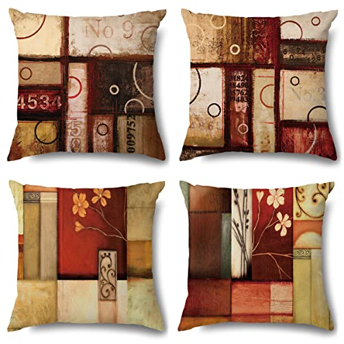 EMPO 4 Stück geometrische dekorative Kissenbezüge im Vintage-Stil, 45,7 x 45,7 cm, für Wohnzimmer, Couch und Bett (Mystery) von EMPO