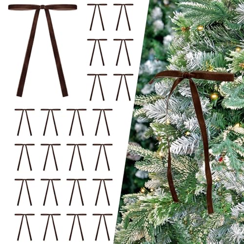 EMPOF Set mit 24 Samtschleifen für Weihnachtsbaum, Vintage-Samtschleifen, Weihnachtsbaumschmuck, Weihnachtsdekoration für Kranz, Kaminsims, Geschenkverpackung, Urlaubsdekoration, Braun EMPOF Set mit 24 Samtschleifen für Weihnachtsbaum, Vintage-Samtschleifen, Weihnachtsbaumschmuck, Weihnachtsdekoration für Kranz, Kaminsims, Geschenkverpackung, Urlaubsdekoration, Braun von EMPOF