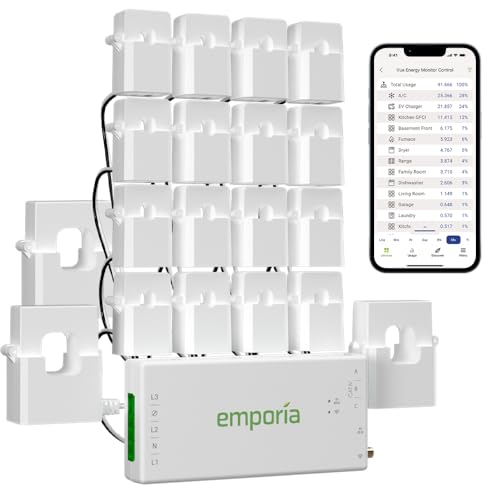 Emporia Vue 3 3-Phasen Smart Home Energy Monitor – Gerät zur Haus- und Gebäudeautomatisierung mit Echtzeit-Stromverbrauchsanzeige, Energiezähler, Solar- und Net-Metering mit 16 Stromkreissensoren Emporia Vue 3 3-Phasen Smart Home Energy Monitor – Gerät zur Haus- und Gebäudeautomatisierung mit Echtzeit-Stromverbrauchsanzeige, Energiezähler, Solar- und Net-Metering mit 16 Stromkreissensoren von EMPORIA ENERGY
