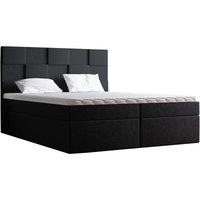 Berg Boxspringbett 140x200 cm, Doppelbett mit Matratze, Topper, Bettkasten - Schwarz (Amor Velvet 4322) von EMPORIUS