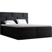 Berg Boxspringbett 200x200 cm, Doppelbett mit Matratze, Topper, Bettkasten - Schwarz (Amor Velvet 4322) von EMPORIUS