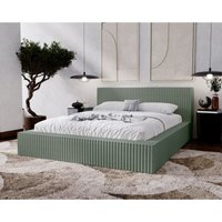 Buffy Polsterbett 160x200 cm - Doppelbett mit Bettkasten und Lattenrost, Cordstoff Olive (Vito 77) von EMPORIUS