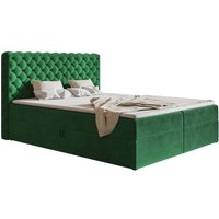 Doro Boxspringbett 180x200 mit Matratze und Topper - Samtstoff Grün (Amor Velvet 4311) von EMPORIUS