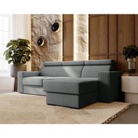 Eckcouch, Schlafsofa Logano - Ottomane rechts freistehend - Ecksofa mit Bettkasten, Sofa L-Form (Grau - Inari 91) von EMPORIUS