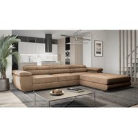 Ecksofa 280 cm Sorlo Twin - Sofa mit Schlaffunktion - Ottomane rechts freistehend, verstellbare Kopfstützen - Ecksofa mit Bettkasten, Sofa L-Form von EMPORIUS