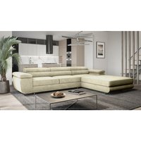 Ecksofa 280 cm Sorlo Twin - Sofa mit Schlaffunktion - Ottomane rechts freistehend, verstellbare Kopfstützen - Ecksofa mit Bettkasten, Sofa L-Form von EMPORIUS