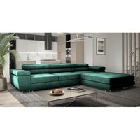 Ecksofa 280 cm Sorlo Twin - Sofa mit Schlaffunktion - Ottomane rechts freistehend, verstellbare Kopfstützen - Ecksofa mit Bettkasten, Sofa L-Form von EMPORIUS