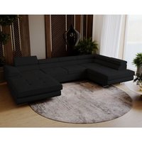 Ecksofa Sorlo u - Sofa 345 cm, Schlaffunktion, verstellbare Kopfstützen, Bettkasten - Eckcouch U-Form - Ottomane rechts freistehend- Samtstoff von EMPORIUS