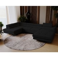 Ecksofa Sorlo u - Sofa 345 cm, Schlaffunktion, verstellbare Kopfstützen, Bettkasten - Eckcouch U-Form - Ottomane links freistehend- Samtstoff von EMPORIUS