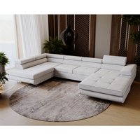 Ecksofa Sorlo u - Sofa 345 cm, Schlaffunktion, verstellbare Kopfstützen, Bettkasten - Eckcouch U-Form - Ottomane links freistehend- Samtstoff von EMPORIUS