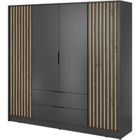 Kleiderschrank 200 cm Fioro - Schrank vom Hersteller, Schlafzimmerschrank - Drehtürenschrank mit Lamellen, 4 Tür (Graphit) - Graphit von EMPORIUS