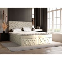 Emporius - Pesto Boxspringbett mit Matratze 200x200 - Samtstoff Grau (Amor Velvet 4320) von EMPORIUS