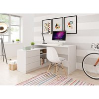 Schreibtisch 140 cm Tala - Computertisch mit Schrank - Schubladen, Universal Montage - Modern Bürotisch (Weiß) - Weiß von EMPORIUS