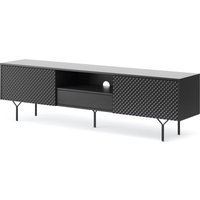 Emporius - TV-Schrank 154 cm Rabon - TV-Tisch mit Lamellen, TV-Lowboard - LED-Beleuchtung - Loft Stil (Wotan Eiche / Schwarz) von EMPORIUS