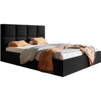 Fado Polsterbett 140x200 cm - Modern, Doppelbett mit Bettkasten, Samtstoff Schwarz (Jasmine 100) von EMPORIUS