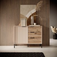 Kommode 100 cm Varo - Sideboard mit Schubladen - Modern, Loft, Wohnizmmer - Möbel vom Hersteller (Beige + Braun) - Beige + Braun von EMPORIUS