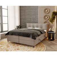 Liron Boxspringbett 160x200 cm, Matratze H3, Topper, Bettkasten - Hellgrau (Anthology 15) von EMPORIUS