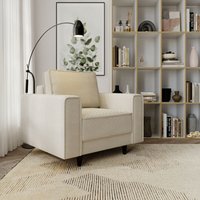 Ohrensessel Nela - Polstersessel mit Samtstoff, Beine - Loungesessel - Modernes Stil (Beige - Lincoln 03) - Beige von EMPORIUS