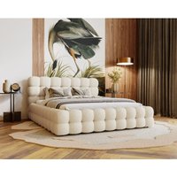 Polsterbett 160x200 Parlas Bis - Bett mit Bettkasten, Schaumstoff - Design Bett, Bouclé stoff (Creme - Anthology 1) von EMPORIUS