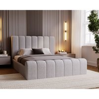 Polsterbett 160x200 Valetta - Bett mit Bettkasten, Lattenrost & Kopfteil - Modern Doppelbett mit Bouclé stoff (Hellgrau - Anthology 15) von EMPORIUS