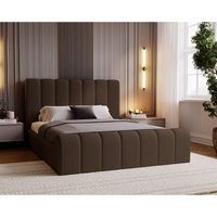 Polsterbett 160x200 Valetta - Bett mit Bettkasten, Lattenrost & Kopfteil - Modern Doppelbett mit Samtstoff (Braun - Amor Velvet 4301) von EMPORIUS