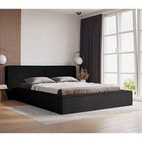 Polsterbett 180x200 Elda - Schwarz (Amor Velvet 4322) von EMPORIUS