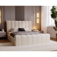 Polsterbett 180x200 Valetta - Bett mit Bettkasten, Lattenrost & Kopfteil - Modern Doppelbett mit Bouclé stoff (Creme - Anthology 1) von EMPORIUS