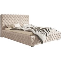 Adonis Polsterbett 200x200 - Glamour, Chesterfield, Doppelbett mit Bettkasten, Samtstoff Beige (Amor Velvet 4304) von EMPORIUS