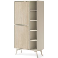 Regalebenen 80 cm wood - Bücherschrank, Bücherregal, stabiles Standregal - Wohnzimmer, Büro - Gold Aluminium Griffen - Beige - Beige von EMPORIUS