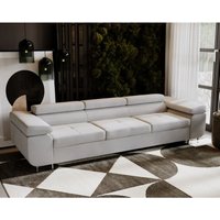 Emporius - Schlafsofa Sorlo - Klappsofa, Schlafcouch, Sofa 280 cm - Schlaffunktion, Samtstoff (Hellgrau - Amor Velvet 4318) - Hellgrau von EMPORIUS