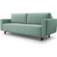 Schlafsofa mit Bettkasten Roli - Skandinavischer Stil - Klappsofa, Schlafcouch - Sofa mit Samtstoff (Hellgrün - Trinity 21) von EMPORIUS