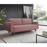 Schlafsofa mit Bettkasten Roli - Skandinavischer Stil - Klappsofa, Schlafcouch - Sofa mit Samtstoff (Rosa - Trinity 23) von EMPORIUS