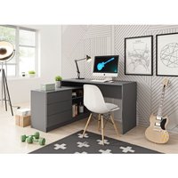 Schreibtisch 140 cm Tala - Computertisch mit Schrank - Schubladen, Universal Montage - Modern Bürotisch (Graphit) - Graphit von EMPORIUS