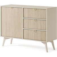 Sideboard wood - Kommode mit 3 Schubladen - Holzbeinen, Modern Design - Gold Aluminium Griffen - Beige von EMPORIUS