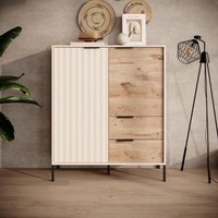 Sideboard zweitürige 100 cm Varo - Kommode mit Schubladen & Beinen - Möbel vom Hersteller (Beige + Braun) von EMPORIUS
