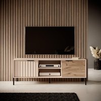 TV-Schrank 150 cm Varo - Zweitürige TV-Tisch - Modern, Loft, Wohnizmmer - Möbel vom Hersteller (Beige + Braun) - Beige + Braun von EMPORIUS