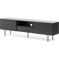 Emporius - TV-Schrank 154 cm Rabon - TV-Tisch mit Lamellen, TV-Lowboard - LED-Beleuchtung - Loft Stil (Wotan Eiche / Schwarz) von EMPORIUS