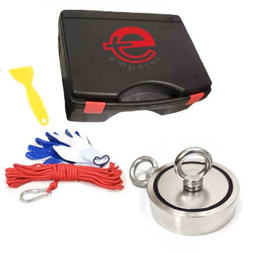 EMPOTEC Magnete, E400 x 2 cm, 450 kg, insgesamt 900 kg, Metalldetektor, Magnet, Seil, Handschuhe, Spachtel von EMPOTEC