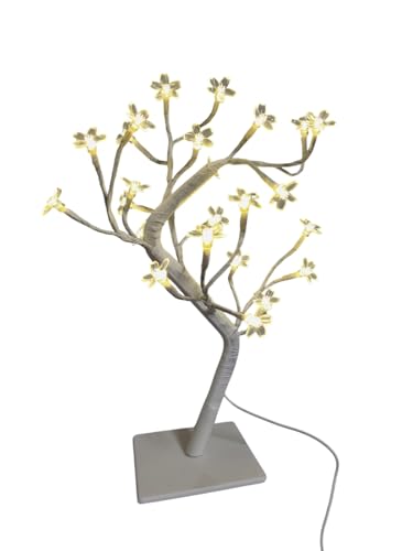 EMPOTEC Tischlampe Baum Bonsai Blumen Kirsche warmes Licht USB-Stromversorgung formbar Höhe 44 cm Länge Kabel 1 Meter Stil Schreibtisch Romantische Form 24 LED Innengebrauch von EMPOTEC