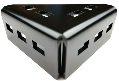 1 Stück 4 mm Dicke Schwerlast Balkenverbinder, Eckwinkel, Eckblech, Eckverbinder, Winkelverbinder in Stahl, schwarz (A: 250 x B: 60) von EMPULA